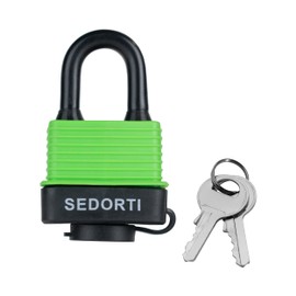 SEDORTI Colored Waterproof Padlocks, Green-Covered Laminated Steel Lock, Same Color with Same Key, Keyed Alike Outdoor Locks, Can Be Used as Lockout Tagout Lock, Pack of 12