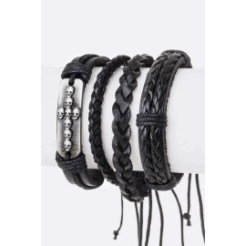 Unbranded BLACK LEATHER CROSS BRACELETS ( 5013 )