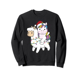 Unicorn Llama Christmas Animals Llamas Unicorns Sweatshirt, black