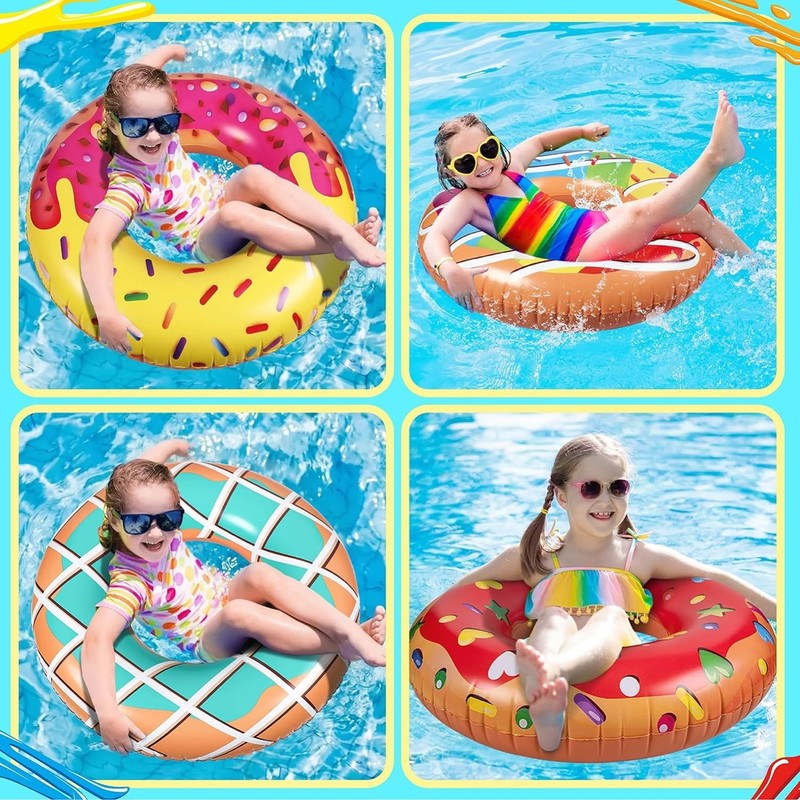 LATERN 5Pcs Donut Inflatable Pool Floats, 4Pcs 75CM Doughnut Swimming