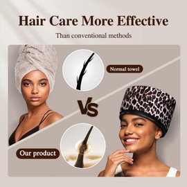 Heat Cap Leopard Thermal Steam Cap - 10-Level Heating for Deep Conditioning Natural and Black Hair at Home