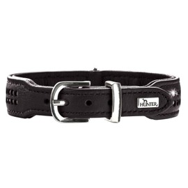 Hunter Diamond Petit Nickel Elk Leather Collar, XX-Small, Black