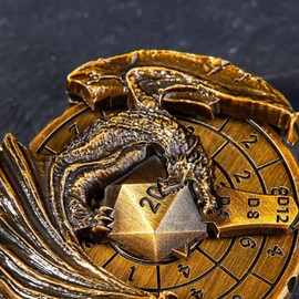 7-in-1 Spinner DND Dice Set, Rotate Metal Rotate Dungeons and Dragons DND Compass Dice, Cool RPG Role Playing Table Game Dice（Gold）