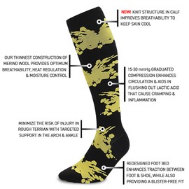VELOCITY Compression Socks for Men and Women 15-20 mmHg | Fit for Running, Swelling, Flight, Travel, Driving, Nurse | 2 PACK (CA/US, Numeric, 5, 16, Regular, Regular, Black/Yellow Splash)