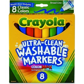 Crayola 8 Ct Broad Line Washable Markers, Assorted Colors, 656820