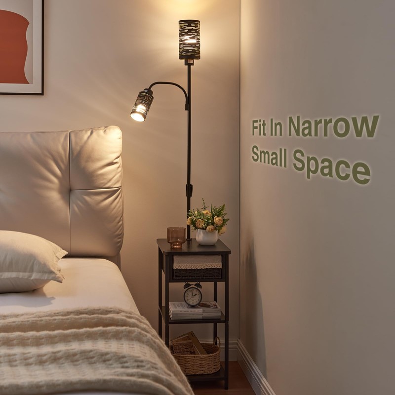 BAMGROW Floor Lamp with End Table, Side Table with Lamp