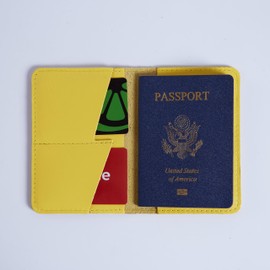 INCARNE US Passport Cover - Passport Wallet - Leather Passport Holder with Card Slots & Note Compartment, Genuine Classic Leather, Yellow