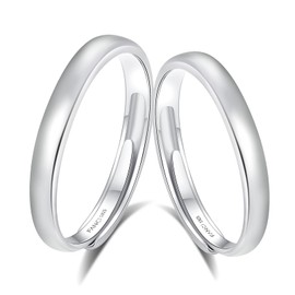 FANCIME Women's Men's Pair Ring, Silent Love, 2 Piece Set, Silver, S925, Simple, Couple, Proposal, Engagement Ring, Sterling Silver, Christmas, Matching, Anniversary, Matching Gift, Gift Wrapping