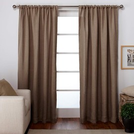 Exclusive Home Curtains Burlap Window Curtain Panel Pair with Rod Pocket, 54x96, Natural, 2 Piece