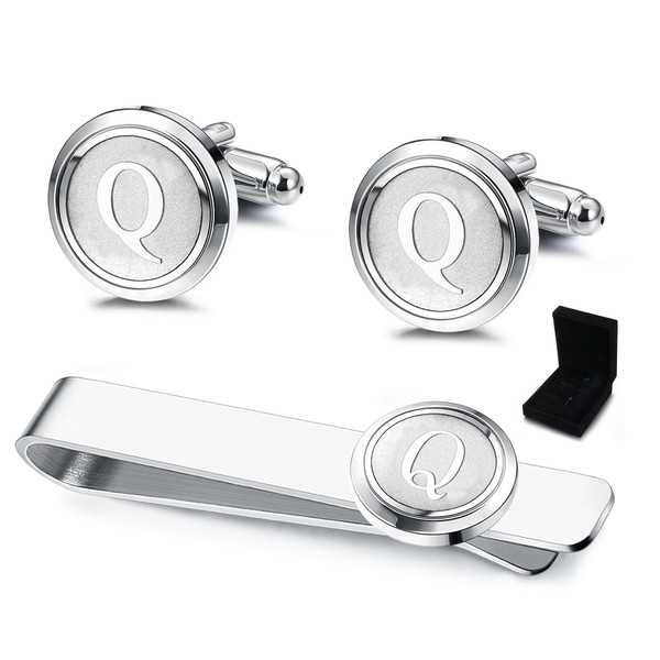 ORAZIO Initial Cufflinks and Tie Clips Set for Men Personalized