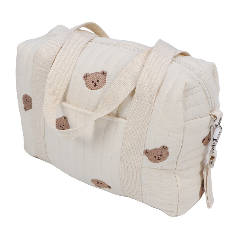 Multifunctional Baby Stroller Storage Bag Zipper Embroidery Reusable Handbag Nappy