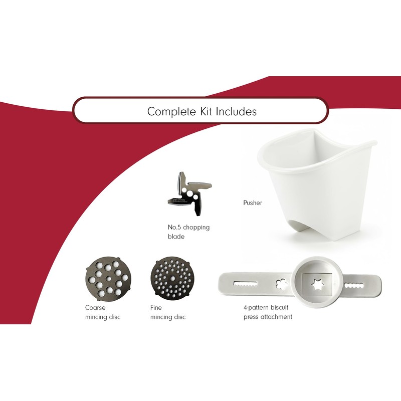 Tredoni Manual Meat Mincer Grinder & Vegetable Shredder, Biscuit Press