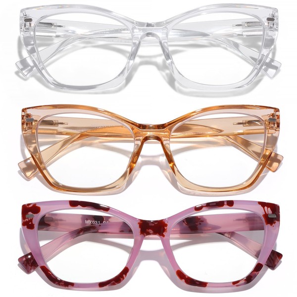 AQWANO Stylish Cat Eye Reading Glasses for Women - Blue