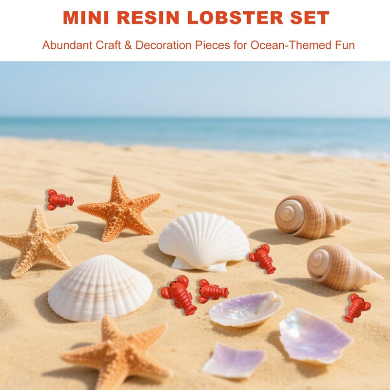 NIIIYTYB 50 Pcs Lobster Decor Mini Resin Lobster Figurines Tiny