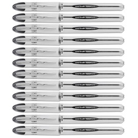 Uni-Ball Vision Elite Stick Roller Ball Pens .08mm, Black Ink, 12 Pens