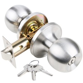 GSCHENGZHI GSCZ Door Knob with Key for Bedroom Door Locks with Keys, Stainless Steel Doorknob with Lock and Key, Ball Door Handle with Key Doorknob with Lock and Key