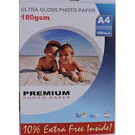 100 Sheets A4 180gsm Ultra Gloss Photo Paper