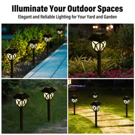 DOVORSY Solar Lights Outdoor Waterproof - Garden Powered for Yard, Driveway, and Pathway - Durable Stainless Steel Outdoor Solar Lights for Garden, Lawn, and Patio(Warm White,6Pack)