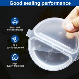 Double Condiment Containers with Lids, Double Compartment Condiment Container for to-go Sauce, Disposable Two-Compartment Sauce Containers for Sampling, Clear Leak Proof Sauce Cups for Travel Snack