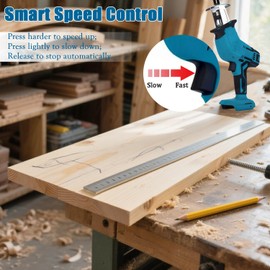Yangtzone Reciprocating Saw for Makita 18V LXT Battery, One-Handed Cordless Recipro Saw 0-3000 RPM Variable Speed, Easy Blade Change, 4 Blades for Wood/Metal/PVC Cutting(No Battery)