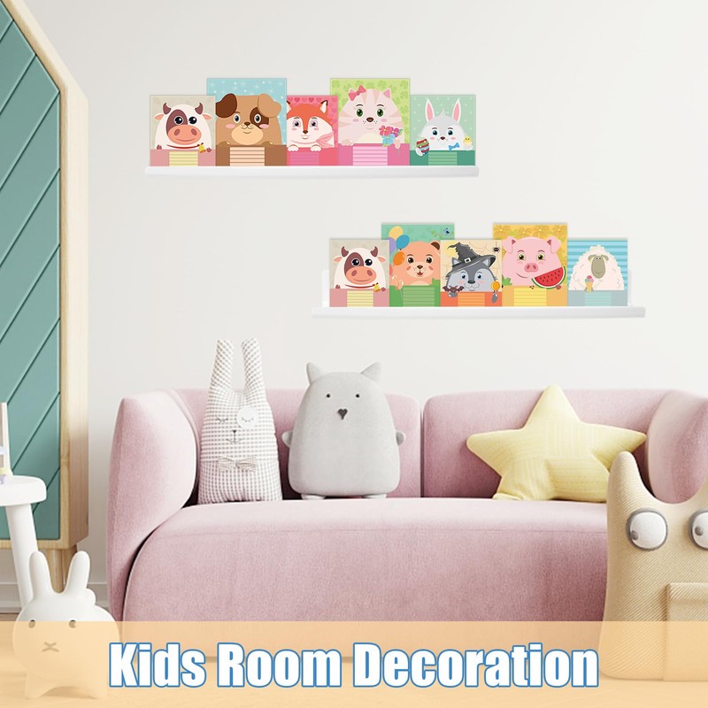 Floating Shelves, 2Pcs, 30x7.9x3.6cm, White, Wall Mounted Shelf with Screw,