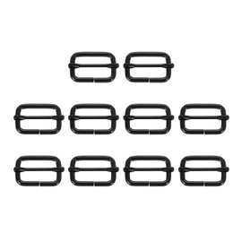 SUIKIHUM 10 Pack Metal Slide Buckle, 1 Inch Tri-Glides Buckle Strap Adjuster Rectangle Belt Buckle for Bag Purse Strap, Black