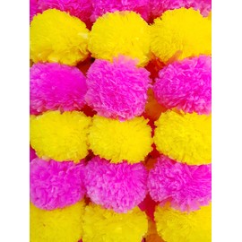 15Pc Marigold Garland 4.5Ft Long Strands of Artificial Marigold Flower Diwali Decorations Home Indian Décor for Pooja Wedding Spring Bush Floral Faux Garland Día de Muertos Décor Day of Dead Christmas