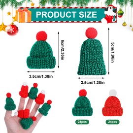 DIVINA VITAE 48 Pieces Christmas Mini Knitting Hat Cute Mini Knitting Doll Hats Mini Hats for Crafts Miniature Hats for DIY Hair Accessories Crafts (Red and Green)