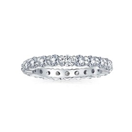 Bridal Cubic Zirconia Stackable AAA CZ Eternity Thin 3MM Anniversary Wedding Band Ring For Women .925 Sterling Silver