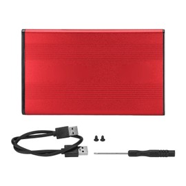 HDD Enclosure 2.5in 5Gbps 2TB Capacity Anti Static Hard Drive Case with USB3.0 Interface for Windows for OS X for VistaRed