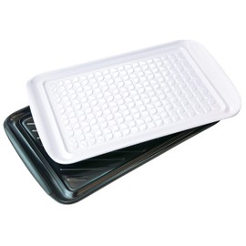Tovolo Prep & Serve BBQ Trays Pack of 2 (Large - Black/White) - Serving Trays for Kitchen, Grill, Meal Prep, Smoker, Griddle, Barbeque, & More/BPA-Free & Dishwasher-Safe