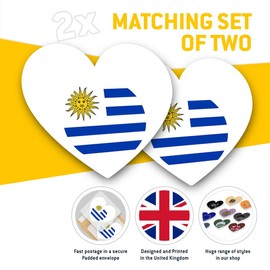 2 x Heart Stickers 15 cm - America Montevideo Flag Uruguay Fun Decals for Laptops,Tablets,Luggage,Scrap Booking,Fridges, #9164