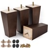 Btowin 4 inch Solid Wood Furniture Legs, 4Pcs Mid-Century Modern