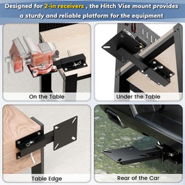 Hitch Vise Mount for Truck, Trailer Receiver & Bench for Hitch Table, Hitch Mount Vise Plate for Winch, Pipe, Grill & Chain Vises