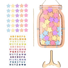 oooaooo Children's Reward Glass with 30 Stars and Stickers, Teacher Supplies, Reward Jar, Beautiful and Durable, Suitable for Use at Home and School