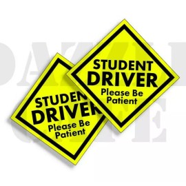 Student Driver Stickers Yellow Safety Decal School Teen Driver 5.5" tall 2-pack