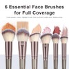 Maange Pcs Brochas Maquillaje Profesionales Estuche Base Facial Sintética Polvo