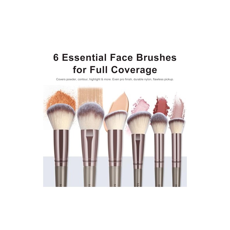 Maange Pcs Brochas Maquillaje Profesionales Estuche Base Facial Sintética Polvo