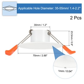 PATIKIL 70mm / 2.88" Diameter Metal Ceiling Hole Cover Plate, 2 Pcs Downlight Hole Trim Wall Mount Decorative Cap Access Panel for 1.4-2.2inch Round Ceiling and Wall Openings, Matte White