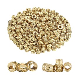 Lvjkes Pack of 200 Threaded Inserts, M3 M4 Press-in Nuts, Brass Thread Inserts, Knurled Melting Thread, Wear Resistant and Corrosion Resistant, for 3D Printing Parts, Plastic Parts