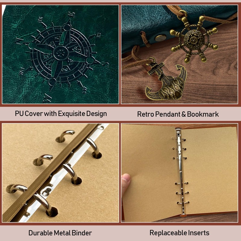 Joy & Inspiration PU Leather Notebook A5 Green Diary Refillable