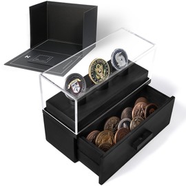 Premium Challenge Coin Display Case – Preserve The Memories with The Podium – Military Coin Display Case and Wooden Challenge Coin Holder – Lifetime Assurance Included