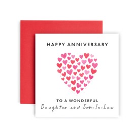 Huxters Anniversary Card for Daughter and Son-In-Law Watercolour Wedding Anniversaries Happy Love ever after - 14.8cm (Daughter and Son-In-Law)