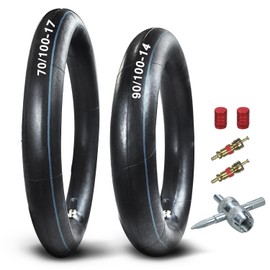 HOLATO Rear 90/100-14 3.00-14 Front 70/100-17 2.50/2.75-17 Inner Tube for 110cc 125cc KLX125 KLX140 KX85 TTR125 YZ80 YZ85 RM80 CR80 TaoTao DB17 Apollo RFZX18 Coolster Dirt Pit Bike Off Road Motocross