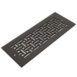 "Reggio Register Basketweave Floor Vent Cover, Oil-Rubbed Bronze Steel, Rust-Resistant, Fits 4 x 12 Opening, Underside Lip with Mounting Holes, Made in USA"