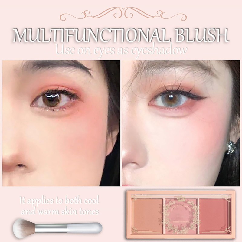 3-in-1 Matte Face Blush - Long-Lasting, Sweat-Resistant, Non-Greasy Makeup Powder