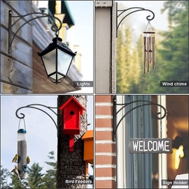 Hanging Plant Brackets, Pack of 2 Iron Hanging Basket Bracket Durable Weather-Resistant Outdoor Plant Hooks for Hanging Plant Lantern Windchime Birdhouse Metal Sign Fruit Bracket, Screw Included