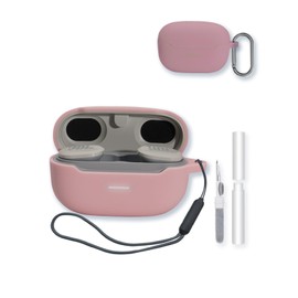 Case for JBL Endurance Race Wireless Earbuds,Soft Protective,Shockproof, BOVUGAC Silicone Case Cover with Keychain & Cleaning Kit & Lanyard-Pink