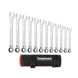 Ratcheting Wrench Set 12pcs, Metric Standard Wrench Set, Combination Ratchet Wrench Set, Metric 8-19mm, 72-Teeth,Cr-V Steel Ratchet Wrenches Set with Pouch for Motorcycle/Car/Mechanical Etc.