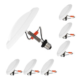 Jolux 7.5inch LED Disk Lights Surface Flush Mount Ceiling Disk Light, 4/5/6 inch Recessed Can Lights,15W=100W,4000K Cool White, Dimmable,Easyinstall with Extension Spring Hook for Free-Length,6Pack